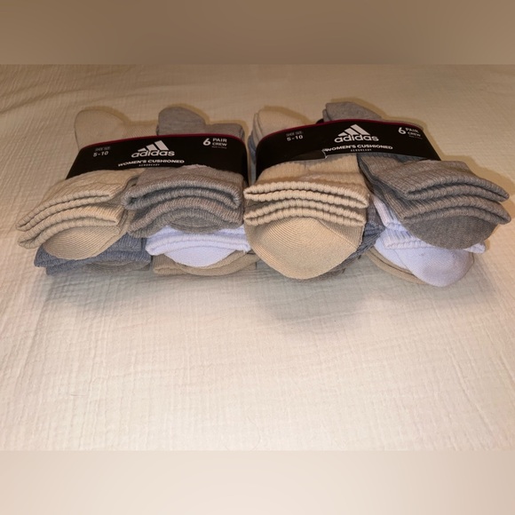 Adidas Women’s Cushioned Crew Socks – Neutral 6-Pair Packs – Bundle of 2 | NWT - Picture 2 of 4
